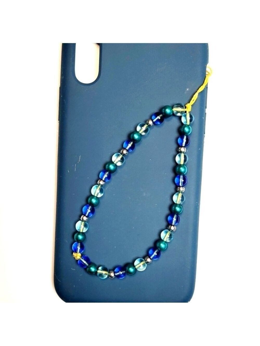 Cellphone Wristlet Strap Glass Bead Silver Spacer